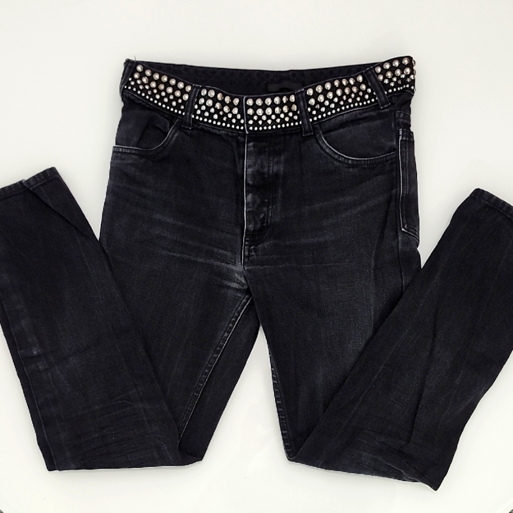 Prada Black Straight Leg Jeans with Silver Accents